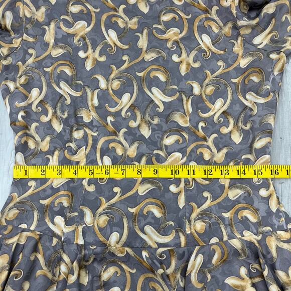 Maggy London Jeannene Booher Silk Long Sleeve Ruffle Fancy 80s Vintage Dress 10 - Picture 10 of 12